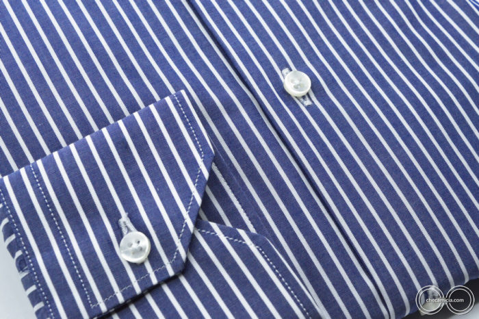 Camicia blu righe bianche Miami colletto alla francese tessuto popeline cotone