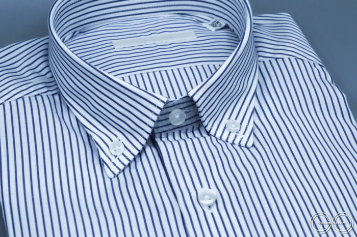 Camicia a righe bianche blu uomo new jersey collo button down