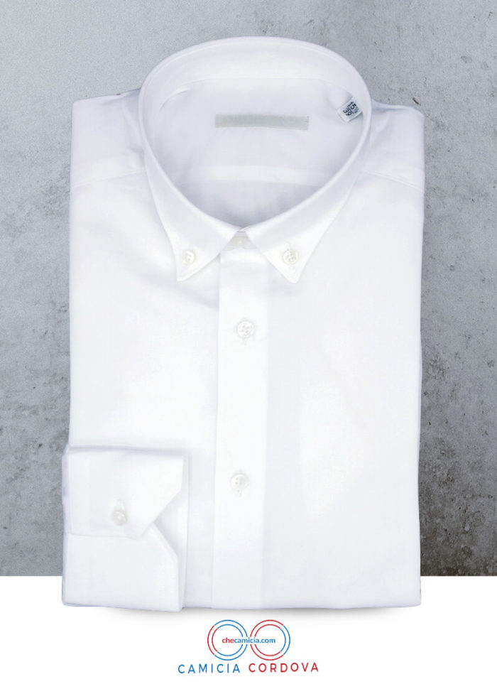 Camicia bianca uomo Cordova colletto button down tessuto in cotone