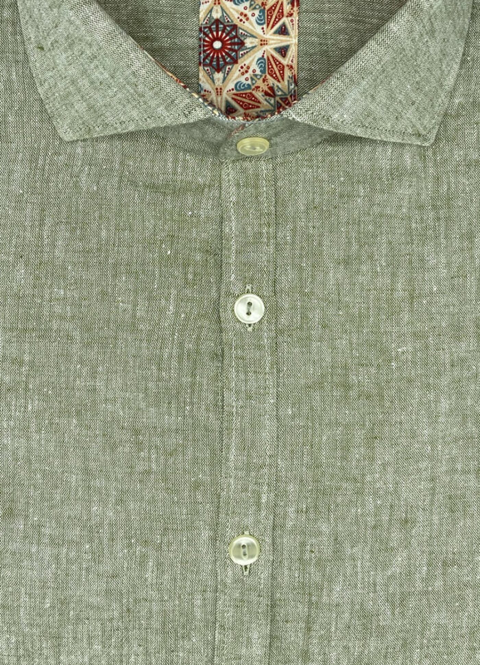 Camicia verde uomo di lino Santa Fe misto cotone